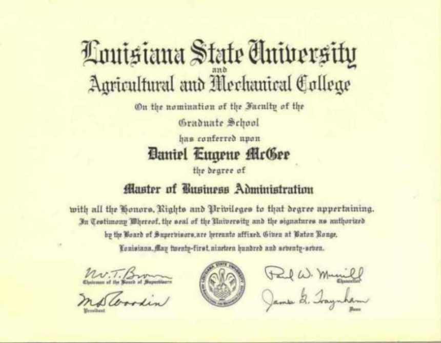 Daniel McGee Resume Education MBA BS Economics